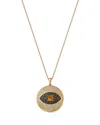 Bloomingdale's Men's Citrine & Diamond Evil Eye Disc Pendant Necklace In 14k Yellow Gold, 18-20 In Orange/gold