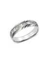 Bloomingdale's Men's Diamond Double-bevel Edge Band In 14k White Gold, 0.10 Ct. T. W. - Exclusive In White