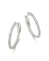 Bloomingdale's Micro-pave Diamond Inside Out Hoop Earrings In 14k White Gold, 0.5 Ct. T. W. - Exclusive In White