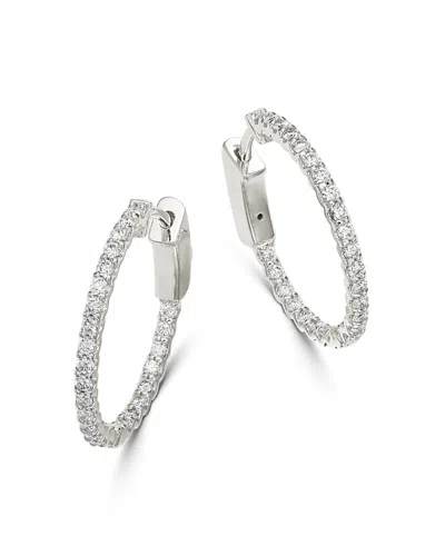 Bloomingdale's Micro-pave Diamond Inside Out Hoop Earrings In 14k White Gold, 0.5 Ct. T. W. - Exclusive