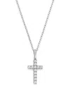 Bloomingdale's Micro-pave Diamond Mini Cross Necklace In 14k White Gold, 0.08 Ct. T. W. - Exclusive In White