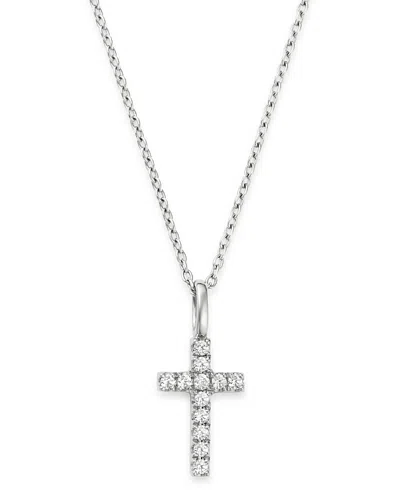 Bloomingdale's Micro-pave Diamond Mini Cross Necklace In 14k White Gold, 0.08 Ct. T. W. - Exclusive