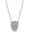 Bloomingdale's Micro Pave Diamond Skull Pendant Necklace In 14k White Gold, 0.14 Ct. T. W. In White