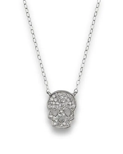 Bloomingdale's Micro Pave Diamond Skull Pendant Necklace In 14k White Gold, 0.14 Ct. T. W.
