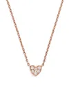 Bloomingdale's Mini Diamond Heart Pendant Necklace In 14k Rose Gold, .07 Ct. T. W. In White/rose
