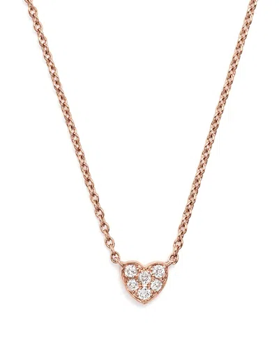 Bloomingdale's Mini Diamond Heart Pendant Necklace In 14k Rose Gold, .07 Ct. T. W. In White/rose