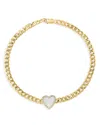 Bloomingdale's Mother Of Pearl & Diamond Accent Heart Chain Bracelet In 14k Yellow Gold - Exclusive In White/gold