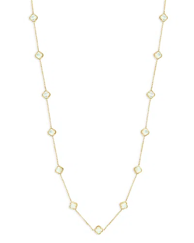 Bloomingdale's Mother Of Pearl Clover Station Necklace In 14k Yellow Gold, 20 - Exclusive In White/gold