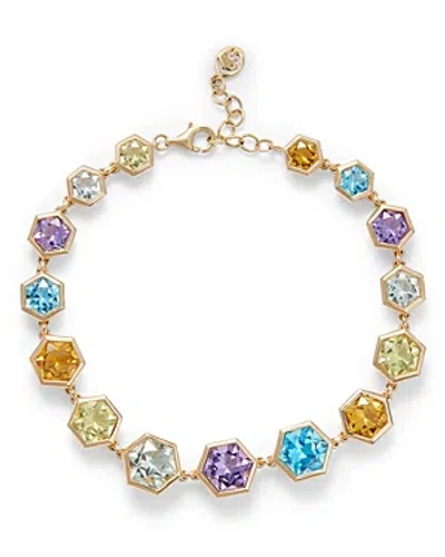 Bloomingdale's Multi Gemstone Hexagon Bracelet In 14k Yellow Gold In Multi/gold