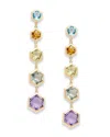 Bloomingdale's Multi Gemstone Hexagon Drop Earring In 14k Yellow Gold In Multi/gold