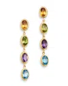 Bloomingdale's Multi-gemstone Oval Bezel Set Drop Earrings In 14k Yellow Gold - Exclusive In Multi/gold