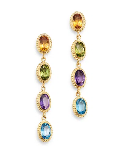 Bloomingdale's Multi-gemstone Oval Bezel Set Drop Earrings In 14k Yellow Gold - Exclusive In Multi/gold
