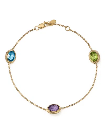 Bloomingdale's Multi Gemstone Oval Station Bracelet In 14k Yellow Gold - Exclusive In Multi/gold