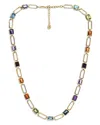 Bloomingdale's Multi Gemstone Paperclip Link Statement Necklace In 14k Yellow Gold, 16-18 - Exclusive In Multi/gold