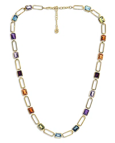 Bloomingdale's Multi Gemstone Paperclip Link Statement Necklace In 14k Yellow Gold, 16-18 - Exclusive In Multi/gold