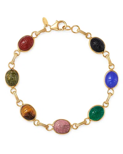 Bloomingdale's Multi-stone Scarab Link Bracelet In 14k Yellow Gold - Exclusive In Multi/gold