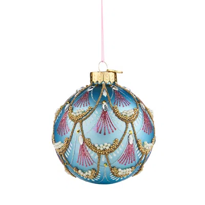 Bloomingdale's Nyc Ballet Glass Bauble Ornament In Blue