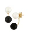 Bloomingdale's Onyx & Cultured Freshwater Pearl Front-to-back Drop Earrings In 14k Yellow Gold - Exclusive In Black/white/gold
