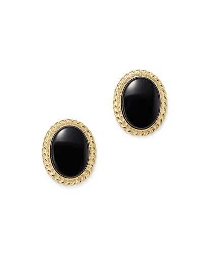 Bloomingdale's Onyx Bezel Set Small Stud Earrings In 14k Yellow Gold - Exclusive In Onyx/gold