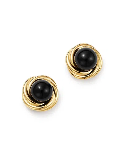 Bloomingdale's Onyx Swirl Stud Earrings In 14k Yellow Gold - Exclusive In Black/gold