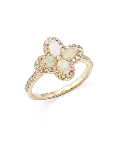 Bloomingdale's Opal & Diamond Clover Ring In 14k Yellow Gold - Exclusive In Opal/gold