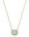 Bloomingdale's Opal And Diamond East-west Pendant Necklace In 14k Yellow Gold, 18 - Exclusive In White/gold