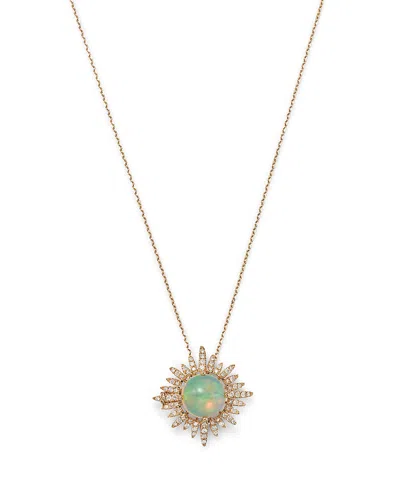 Bloomingdale's Opal & Diamond Sun Pendant Necklace In 14k Yellow Gold, 18 - Exclusive In Opal/gold