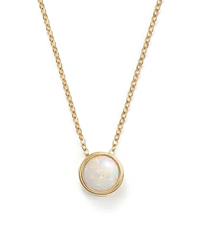 Bloomingdale's Opal Bezel Set Pendant Necklace In 14k Yellow Gold, 18 - Exclusive In White/gold