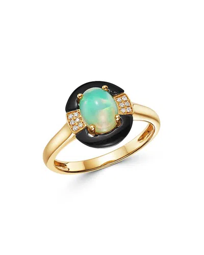 Bloomingdale's Opal, Black Onyx & Diamond Ring In 14k Yellow Gold - Exclusive In Multi/gold