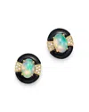 Bloomingdale's Opal, Black Onyx & Diamond Stud Earrings In 14k Yellow Gold - Exclusive In Black/gold