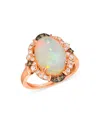 Bloomingdale's Opal, Brown & White Diamond Halo Ring 14k Rose Gold In Multi/rose Gold