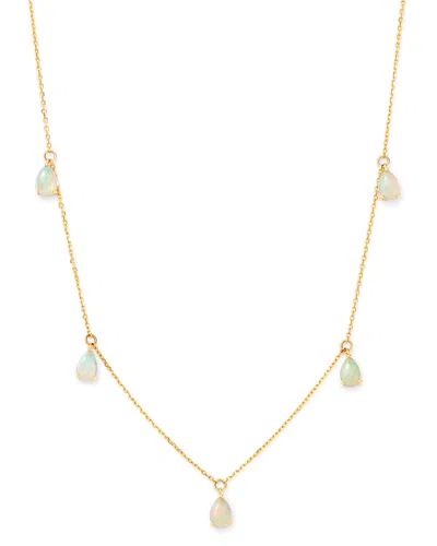 Bloomingdale's Opal Droplet Necklace In 14k Yellow Gold, 18 - Exclusive In White/gold