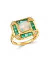 Bloomingdale's Opal, Emerald & Diamond Statement Ring In 14k Yellow Gold - Exclusive In Multi/gold