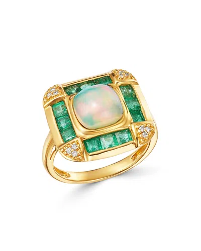 Bloomingdale's Opal, Emerald & Diamond Statement Ring In 14k Yellow Gold - Exclusive In Multi/gold