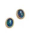 Bloomingdale's Opal Triplet Bezel Stud Earrings In 14k Yellow Gold - Exclusive In Opal Triplet/gold
