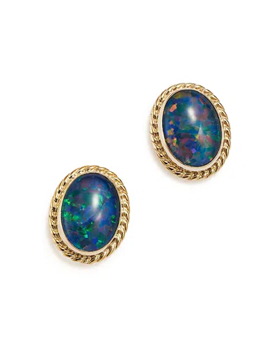 Bloomingdale's Opal Triplet Bezel Stud Earrings In 14k Yellow Gold - Exclusive In Opal Triplet/gold