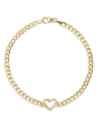 Bloomingdale's Open Heart Curb Link Chain Bracelet In 14k Yellow Gold - Exclusive