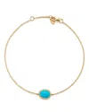 Bloomingdale's Oval Bezel Set Turquoise Chain Bracelet In 14k Yellow Gold - Exclusive In Turquoise/gold