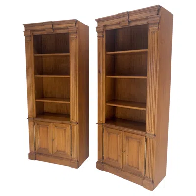 Pre-owned Bloomingdale's Pair Of Super Fine Federal Style Frutiwood Bokcases By  Italy Mint In Brown