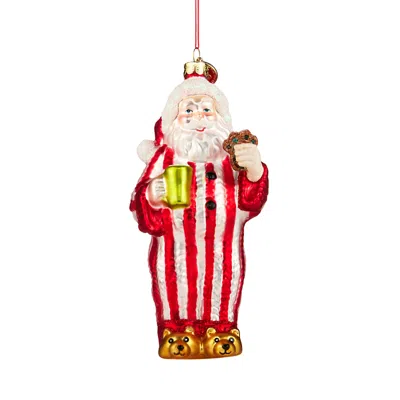 Bloomingdale's Pajamas And Cookies Santa Ornament In Red