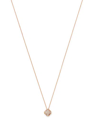 Bloomingdale's Pave Diamond Clover Pendant Necklace In 14k Rose Gold, 0.08 Ct. T. W. - Exclusive In White/rose Gold