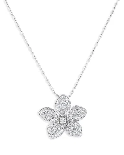 Bloomingdale's Pave Diamond Flower Pendant Necklace In 14k White Gold, 0.75 Ct. T. W. - Exclusive