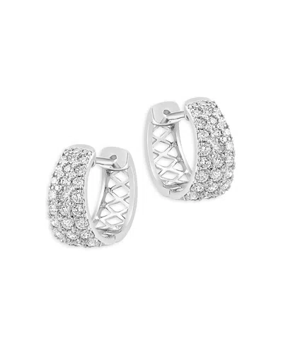 Bloomingdale's Pave Diamond Huggie Hoop Earrings In 14k White Gold, 1.10 Ct. T. W.
