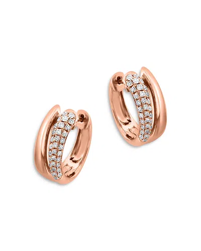 Bloomingdale's Pave Diamond Huggie Hoops In 14k Rose Gold, 0.30 Ct. T. W. - Exclusive