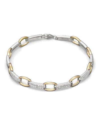 Bloomingdale's Pave Diamond Link Bracelet In 14k White And Yellow Gold, 0.75 Ct. T. W.