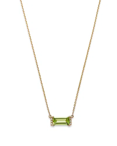 Bloomingdale's Peridot & Diamond Accent Bar Necklace In 14k Yellow Gold, 16-18 - Exclusive In Peridot/gold