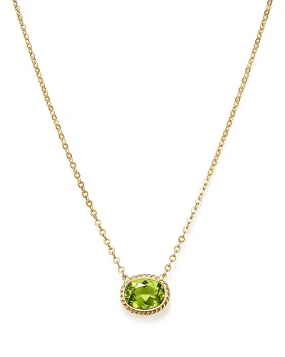 Bloomingdale's Peridot Bezel Pendant Necklace In 14k Yellow Gold, 18 - Exclusive