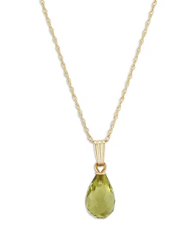 Bloomingdale's Peridot Briolette Pendant Necklace In 14k Yellow Gold, 18 - Exclusive In Green/gold