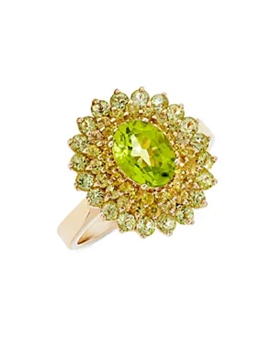 Bloomingdale's Peridot Flower Ring In 14k Yellow Gold In Green/gold