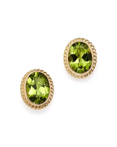 Bloomingdale's Peridot Oval Bezel Stud Earrings In 14k Yellow Gold - Exclusive In Peridot/gold